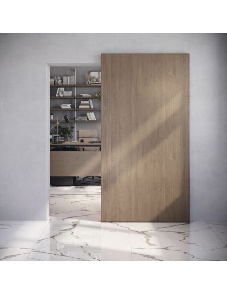 Emuca Kit di ferramenta per porta scorrevole appesa in legno Wall con chiusura soft, Acciaio, Alluminio e Tecnoplastica