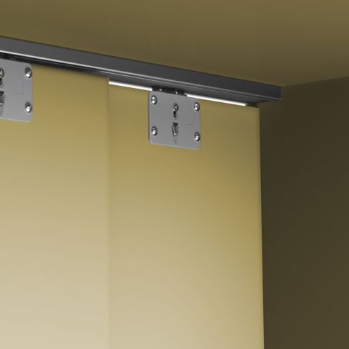 Emuca Kit di ferramenta per armadio 2 con porte scorrevoli e chiusura soft Flow con binari di superficie 2,35 m