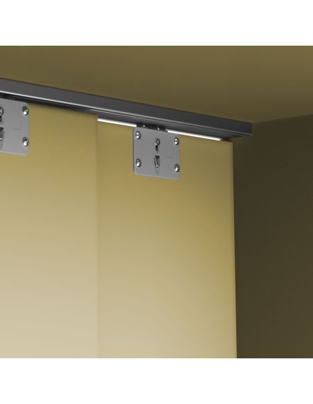 Emuca Kit di ferramenta per armadio 2 con porte scorrevoli e chiusura soft Flow con binari di superficie 2,35 m