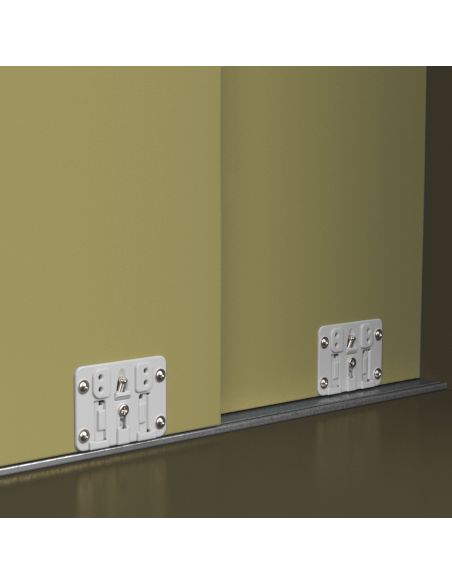Emuca Kit di ferramenta per armadio 2 con porte scorrevoli e chiusura soft Flow con binari di superficie 2,35 m