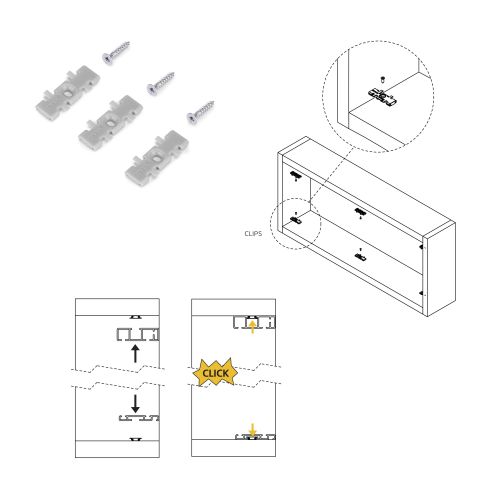 Emuca Kit di ferramenta per armadio 2 con porte scorrevoli e chiusura soft Flow con binari di superficie 2,35 m