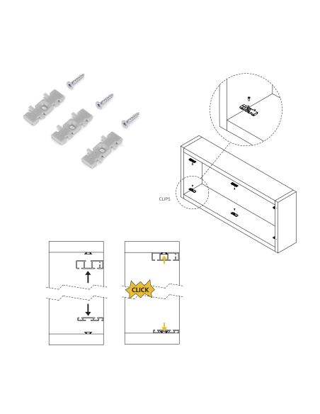 Emuca Kit di ferramenta per armadio 2 con porte scorrevoli e chiusura soft Flow con binari di superficie 2,35 m