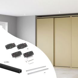 Emuca Kit di ferramenta per armadio 2 con porte scorrevoli e chiusura soft Flow2 con binari incassati 2,35 m