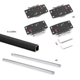 Emuca Kit di ferramenta per armadio 2 con porte scorrevoli e chiusura soft Flow2 con binari incassati 2,35 m 2