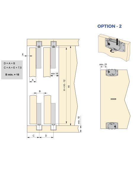 Emuca Kit di ferramenta per armadio 2 con porte scorrevoli e chiusura soft Flow2 con binari incassati 2,35 m