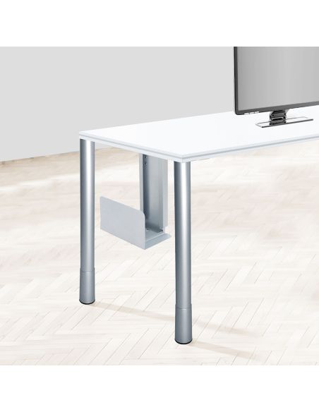 Emuca Supporto CPU, Verniciato alluminio, Acciaio