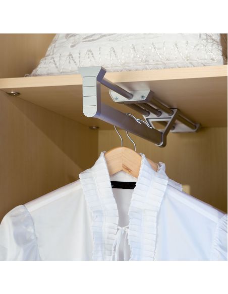 Emuca Appendiabiti estraibile Keeper per armadio, 350, Anodizzato opaco, Alluminio