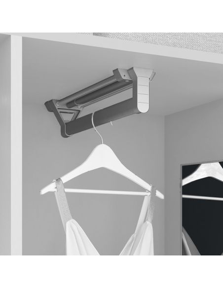 Emuca Appendiabiti estraibile Keeper per armadio, 350, Anodizzato opaco, Alluminio