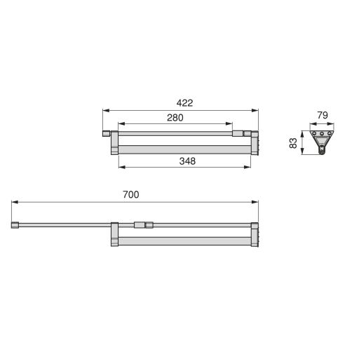 Emuca Appendiabiti estraibile Keeper per armadio, 350, Anodizzato opaco, Alluminio