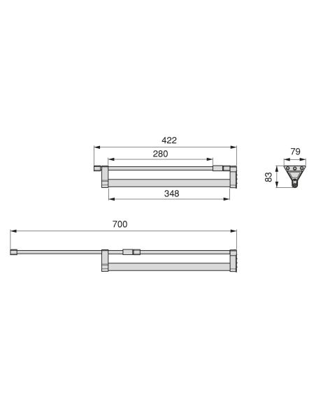 Emuca Appendiabiti estraibile Keeper per armadio, 350, Anodizzato opaco, Alluminio