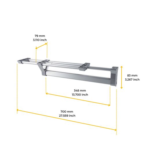 Emuca Appendiabiti estraibile Keeper per armadio, 350, Anodizzato opaco, Alluminio