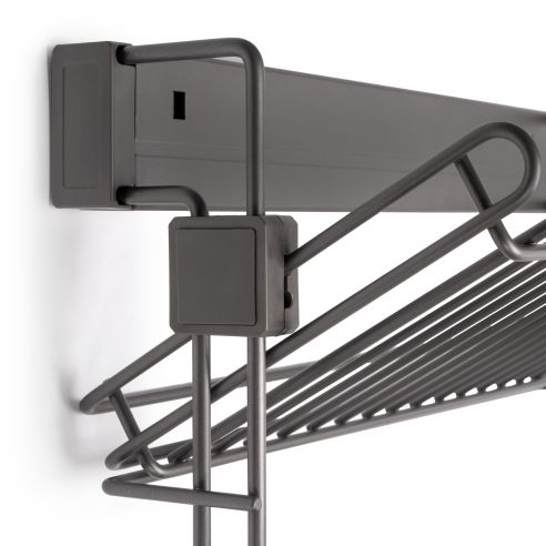 Emuca Porta scarpe estraibile laterale per armadi e cabine armadio Quartz, Sinistro, Acciaio, Titanio