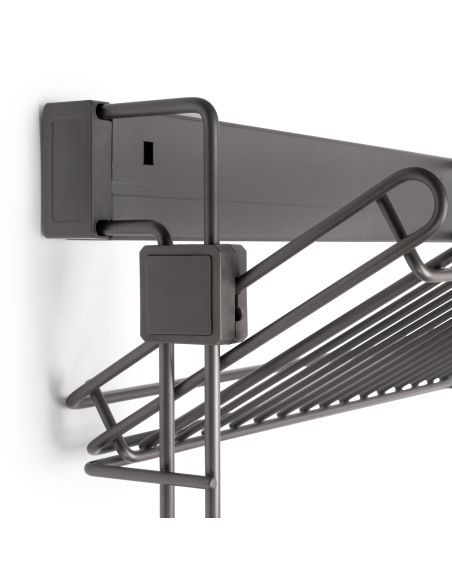 Emuca Porta scarpe estraibile laterale per armadi e cabine armadio Quartz, Sinistro, Acciaio, Titanio