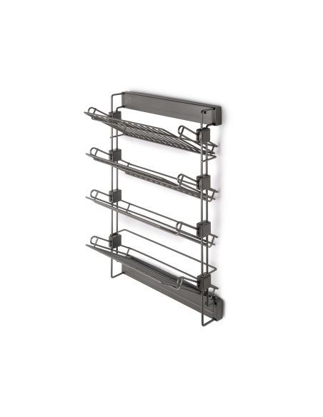 Emuca Porta scarpe estraibile laterale per armadi e cabine armadio Quartz, Destro, Acciaio, Titanio