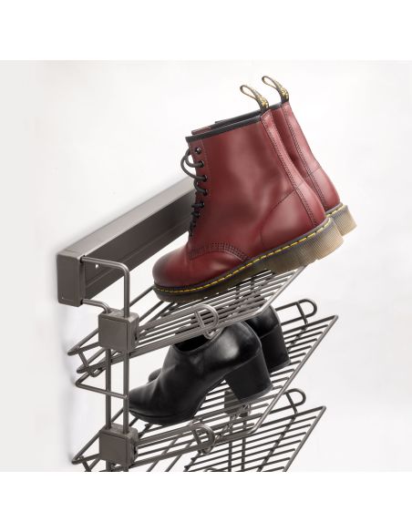 Emuca Porta scarpe estraibile laterale per armadi e cabine armadio Quartz, Destro, Acciaio, Titanio