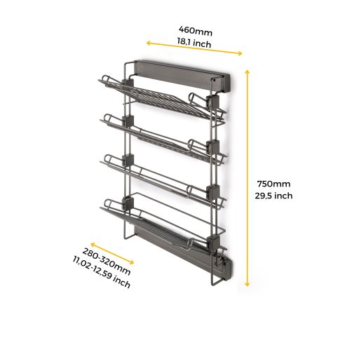 Emuca Porta scarpe estraibile laterale per armadi e cabine armadio Quartz, Destro, Acciaio, Titanio