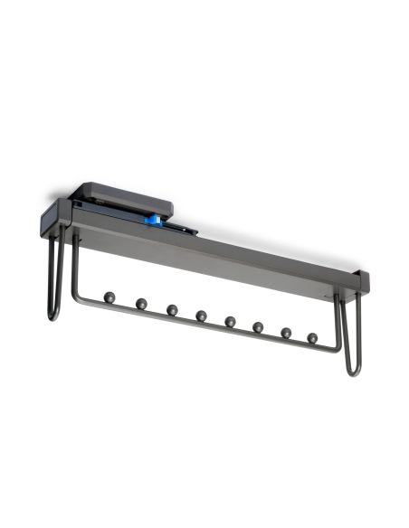 Emuca Appendiabiti estraibile Quartz, Tecnoplastica e Alluminio, Titanio