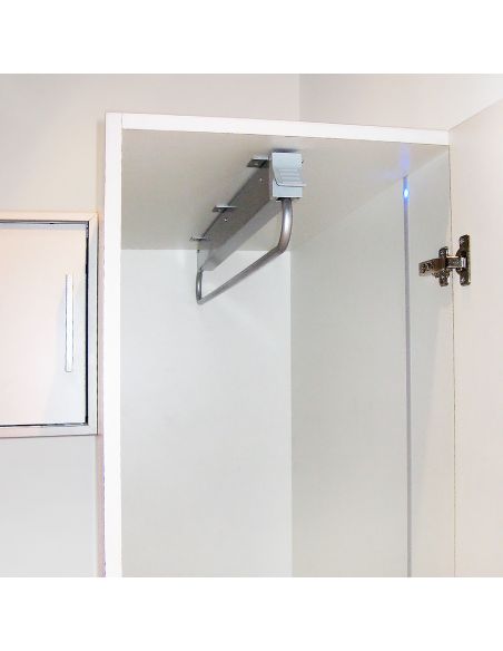 Emuca Appendiabiti estraibile per armadi a grande profondità Self, 800, Verniciato alluminio, Acciaio e Tecnoplastica