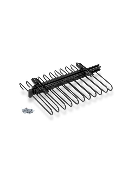 Emuca Portapantaloni estraibile, 11 aste, guide di estrazione totale, Acciaio, Verniciato nero