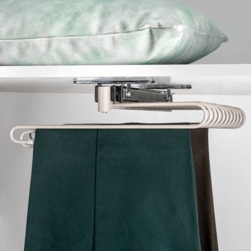 Emuca Portapantaloni estraibili, 11 aste, guide di estrazione totale, Acciaio, Verniciato grigio pietra