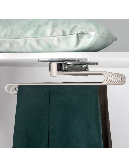 Emuca Portapantaloni estraibili, 11 aste, guide di estrazione totale, Acciaio, Verniciato grigio pietra