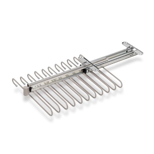 Emuca Portapantaloni estraibili, 11 aste, guide di estrazione totale, Acciaio, Verniciato grigio pietra