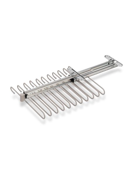 Emuca Portapantaloni estraibili, 11 aste, guide di estrazione totale, Acciaio, Verniciato grigio pietra