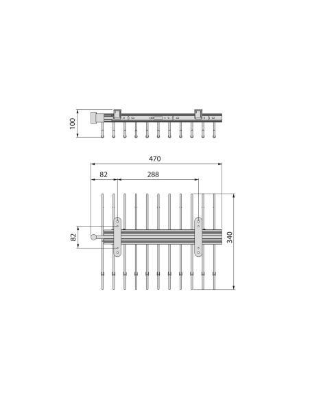 Emuca Portapantaloni estraibili, 11 aste, guide di estrazione totale, Acciaio, Verniciato grigio pietra