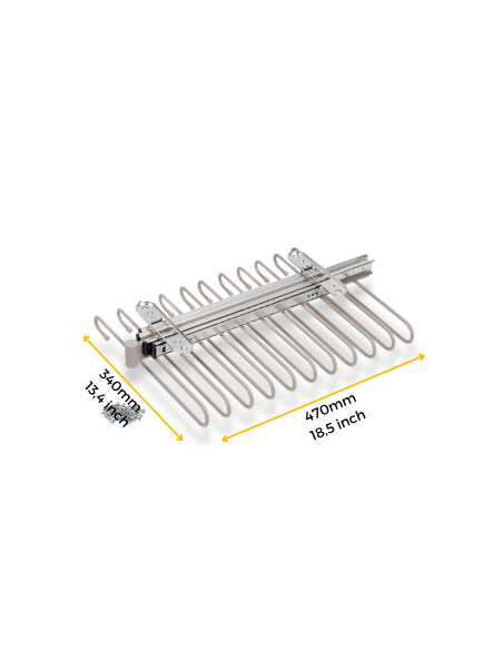 Emuca Portapantaloni estraibili, 11 aste, guide di estrazione totale, Acciaio, Verniciato grigio pietra
