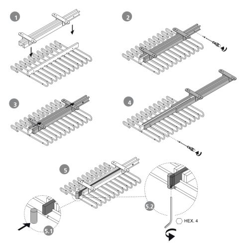 Emuca Portapantaloni estraibili, 11 aste, guide di estrazione totale, Acciaio, Verniciato grigio pietra