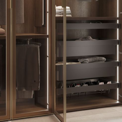 Emuca Portapantaloni estraibili, 11 aste, guide di estrazione totale, Acciaio, Titanio