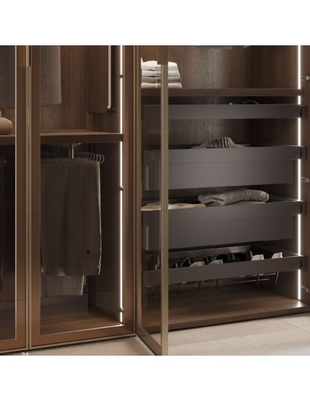 Emuca Portapantaloni estraibili, 11 aste, guide di estrazione totale, Acciaio, Titanio