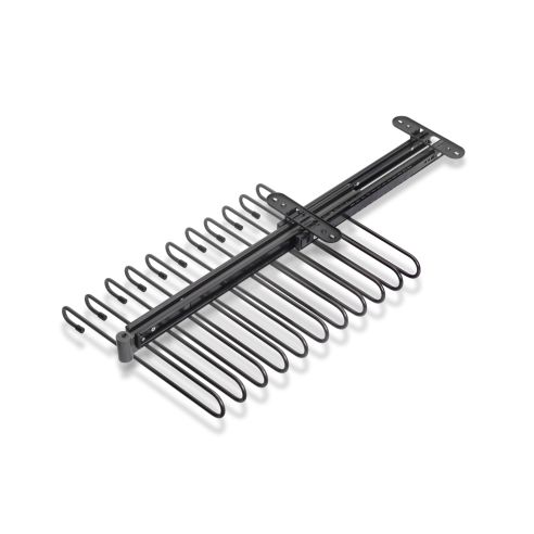 Emuca Portapantaloni estraibili, 11 aste, guide di estrazione totale, Acciaio, Titanio