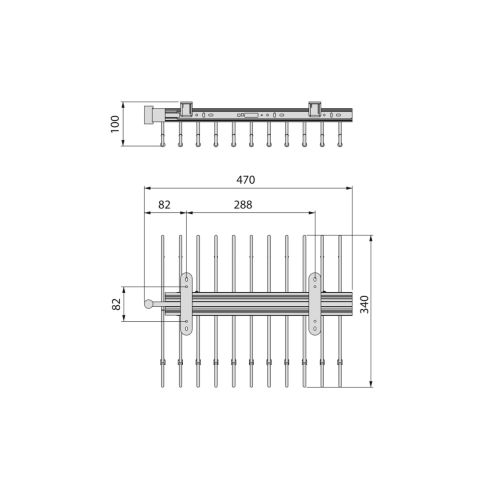 Emuca Portapantaloni estraibili, 11 aste, guide di estrazione totale, Acciaio, Titanio