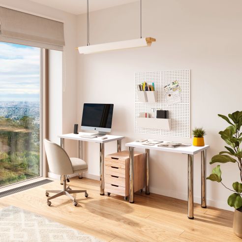 Emuca Piano da tavolo, 900x500mm, spessore 30mm, Legno, Verniciato bianco