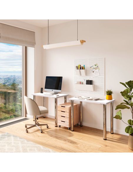 Emuca Piano da tavolo, 900x500mm, spessore 30mm, Legno, Verniciato bianco