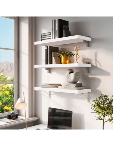 Emuca Ripiano per scaffali, 600x200mm, spessore 30mm, Legno, Verniciato bianco