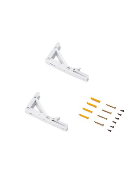 Emuca Set di supporti pieghevoli, lunghezza 203 mm, Acciaio, Verniciato bianco