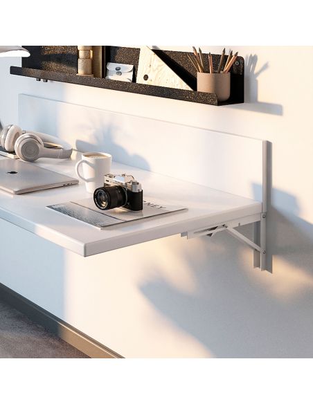 Emuca Set di supporti pieghevoli, lunghezza 203 mm, Acciaio, Verniciato bianco