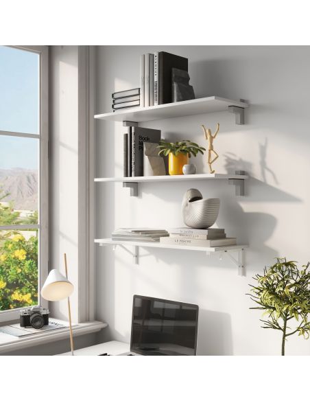Emuca Set di supporti pieghevoli, lunghezza 203 mm, Acciaio, Verniciato bianco