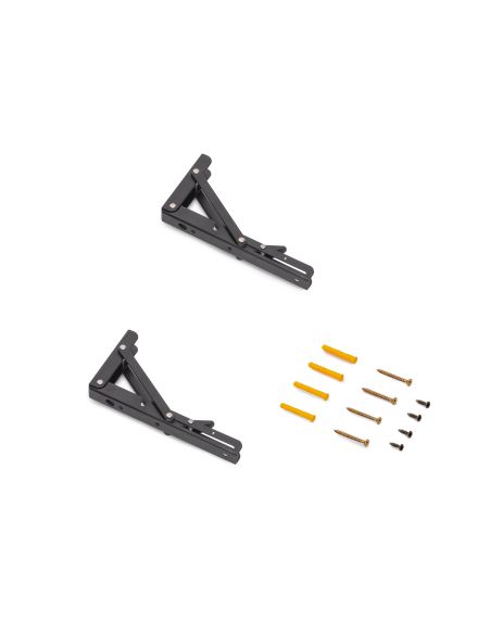 Emuca Set di supporti pieghevoli, lunghezza 203 mm, Acciaio, Verniciato nero