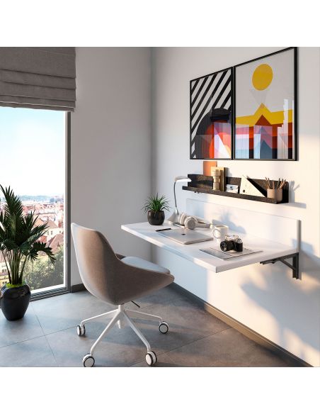 Emuca Set di supporti pieghevoli, lunghezza 203 mm, Acciaio, Verniciato nero