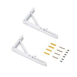 Emuca Set di supporti pieghevoli, lunghezza 303 mm, Acciaio, Verniciato bianco
