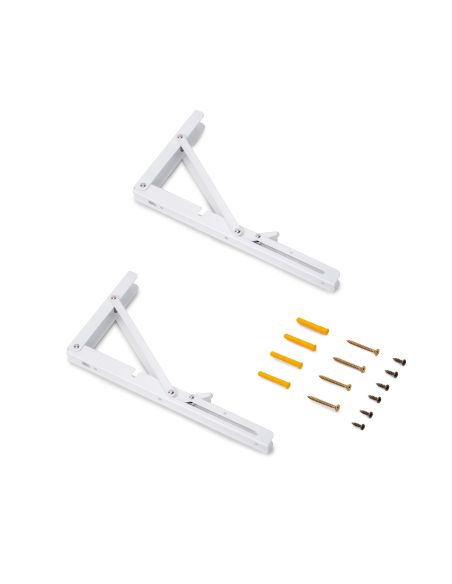 Emuca Set di supporti pieghevoli, lunghezza 303 mm, Acciaio, Verniciato bianco