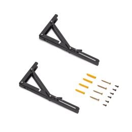Emuca Set di supporti pieghevoli, lunghezza 303 mm, Acciaio, Verniciato nero