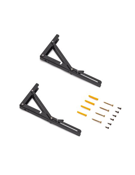 Emuca Set di supporti pieghevoli, lunghezza 303 mm, Acciaio, Verniciato nero