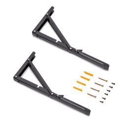 Emuca Set di supporti pieghevoli, lunghezza 403 mm, Acciaio, Verniciato nero