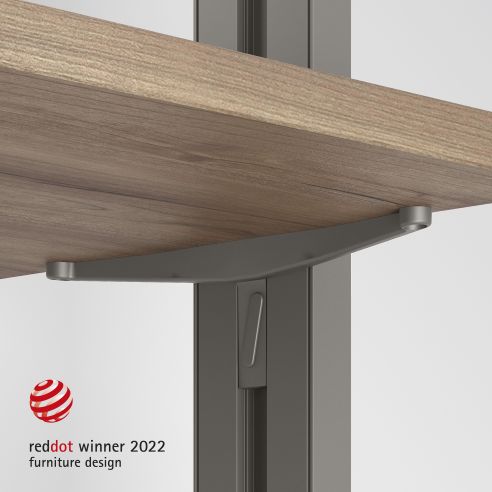 Emuca Lotto di Reggimensole per 5 ripiani in Legno per la struttura Zero, ripiani non inclusi, Zama, Verniciato grigio pietra