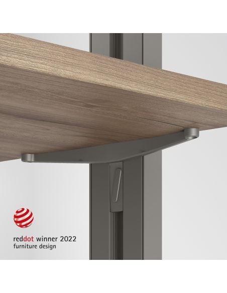 Emuca Lotto di Reggimensole per 5 ripiani in Legno per la struttura Zero, ripiani non inclusi, Zama, Verniciato grigio pietra