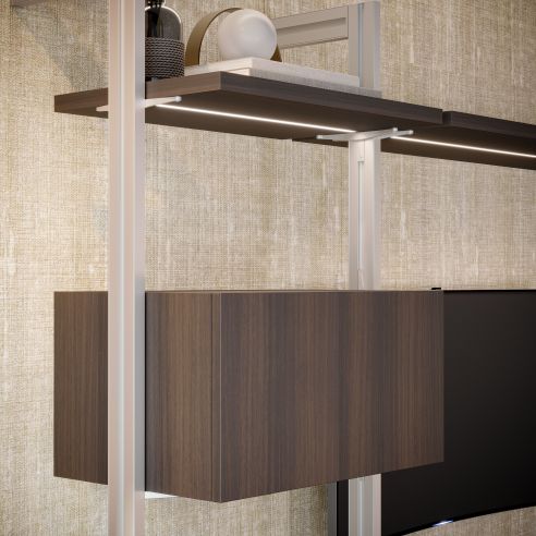 Emuca Lotto di Reggimensole per 5 ripiani in Legno per la struttura Zero, ripiani non inclusi, Zama, Verniciato grigio pietra